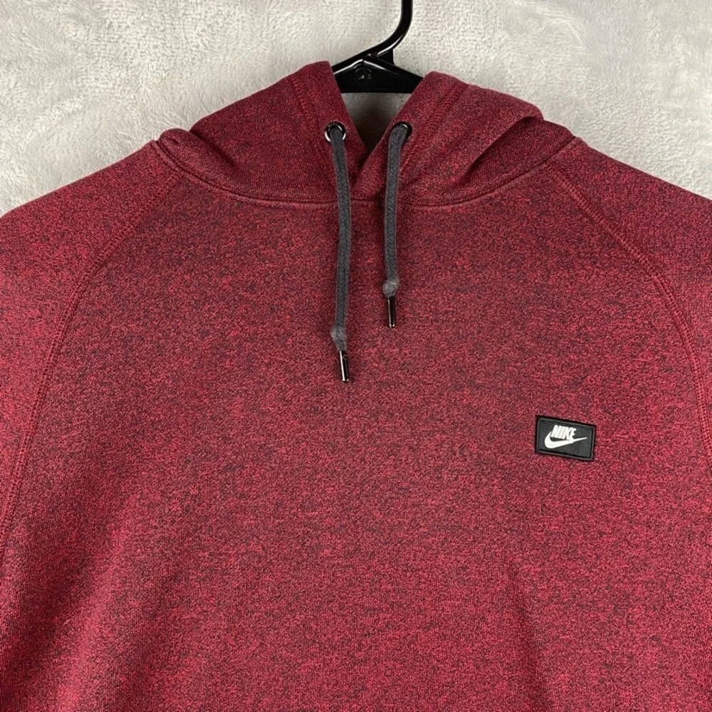 Nike Hoodie Mens Large Red French Terry Shoebox Pullover Hooded Sweatshirt AW77 - Picture 3 of 11